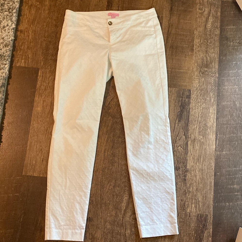 Lily Pulitzer white cotton straight leg pants
